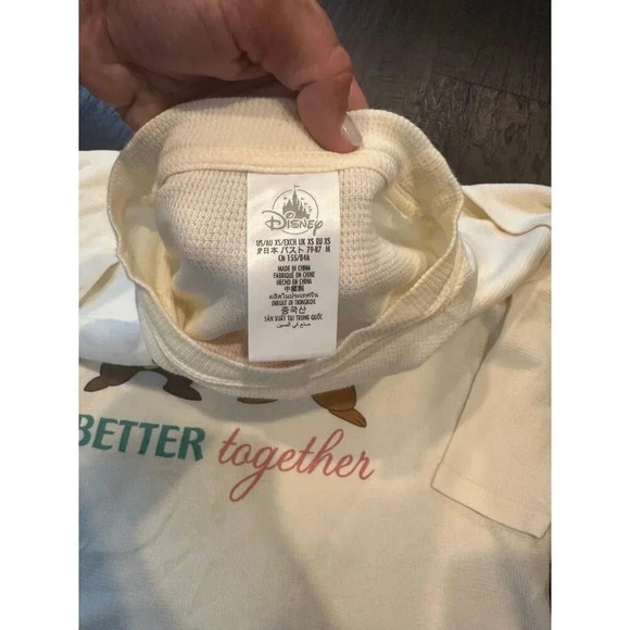 Disney Chip ‘n’ Dale “Better together” floral waffle thermal shirt b19 - Picture 2 of 3